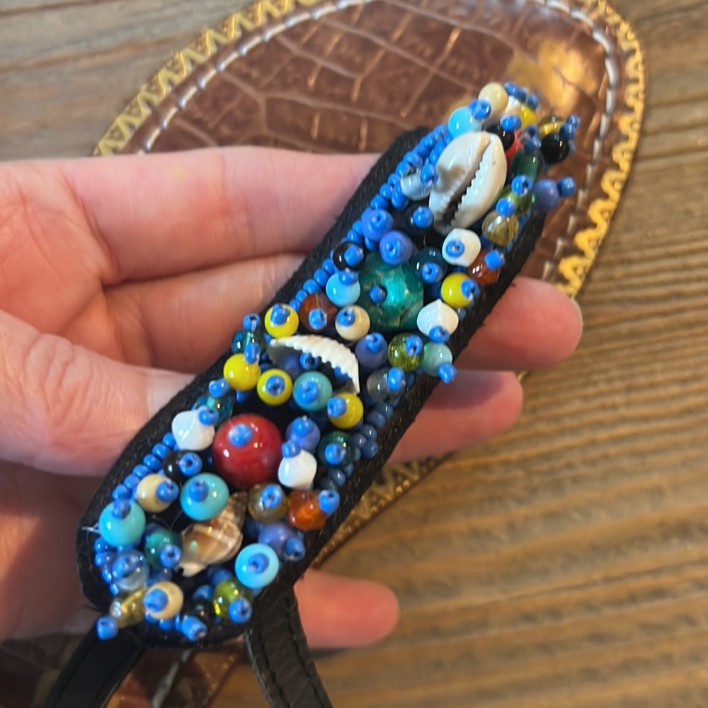 Sam Edelman Gabrielle Beaded Shell Thong Sandals New - Picture 7 of 7